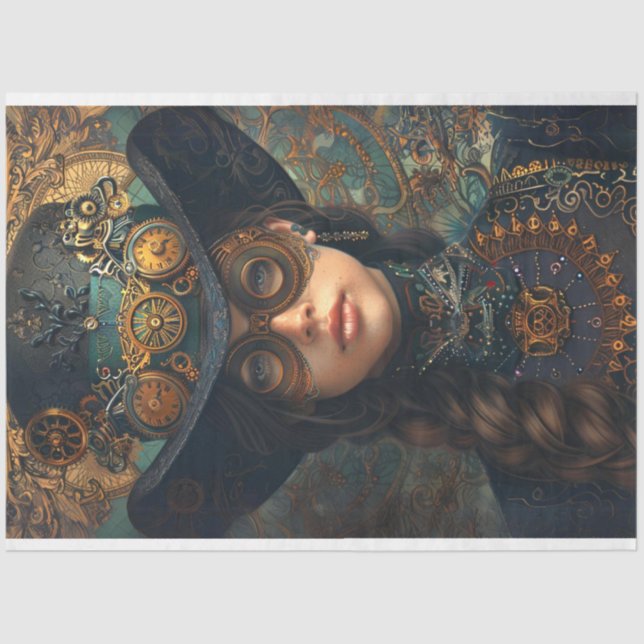 Papel De Seda Retrato E Desligamento De Andrea Vitoriano Steampu (Frente )