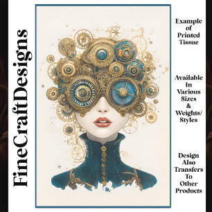 Papel De Seda Retrato Feminino Chic Steampunk N8 Decoupage