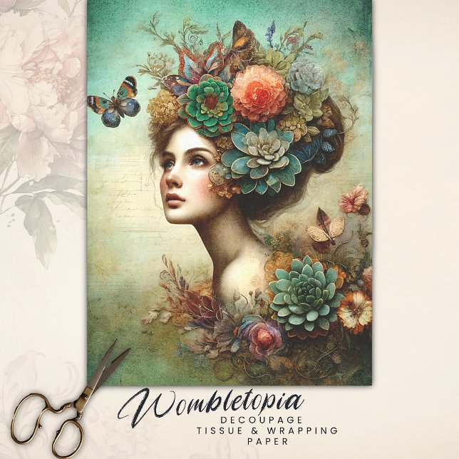 Papel De Seda Retrato Floral Vitoriano - Rústica Antiquada de De (Criador carregado)