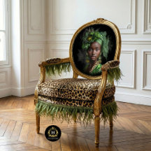 Retrato Glamouroso de Mulher Negra Mobiliário Deco