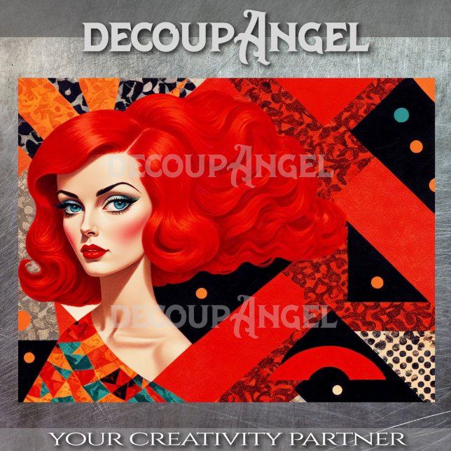 Papel De Seda Retrato MCM da Mulher na Desnuvem Vermelha e Negra (Criador carregado)