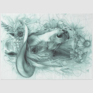 Papel De Seda Retrato Monocromático de Cavalo Desumanado