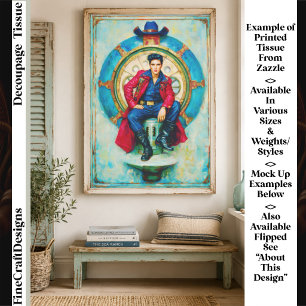 Papel De Seda Retrato Ousado Estilo Rockabilly FM1R Decoupage