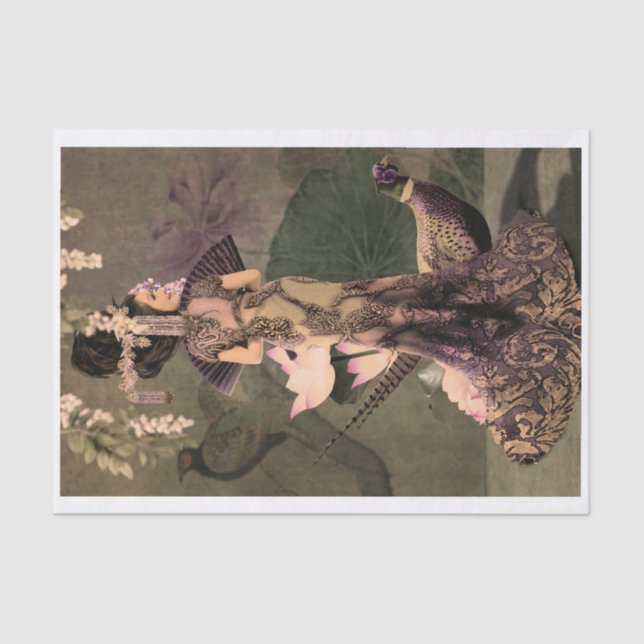 Papel De Seda Retrato Pheasant Peony, Mulher Oriental (Frente )