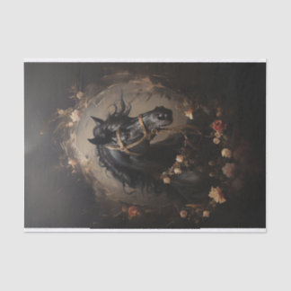 Papel De Seda Retrato - Pintura de uma Cabeça com Rosas