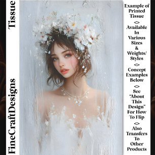 Papel De Seda Retrato Shabby Chic, Decoupage White Blooms CX7L