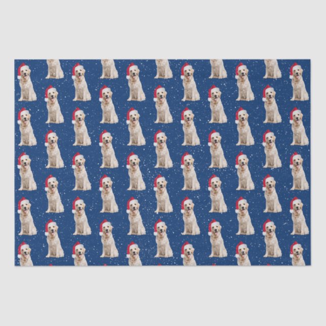 Papel De Seda Retriever de ouro com Boné de Natal (Frente )