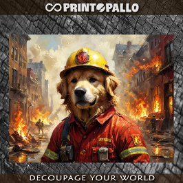 Papel De Seda Retriever Dourado como Bombeiro -