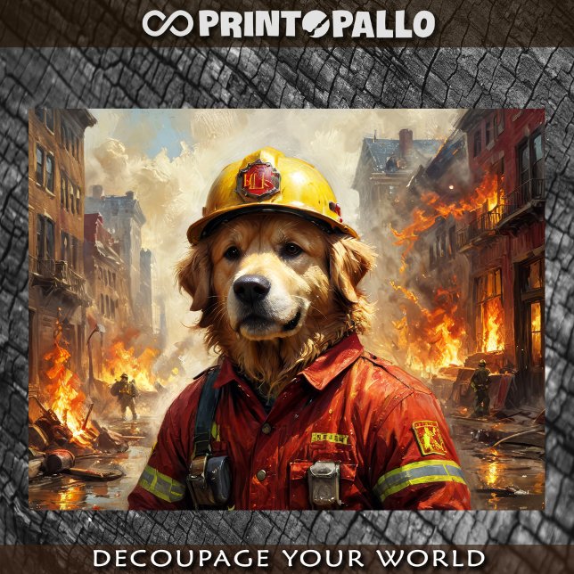 Papel De Seda Retriever Dourado como Bombeiro -  (Criador carregado)