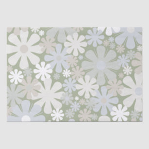 Papel De Seda Retro 60s 70s Aestésico Padrão Floral Verde