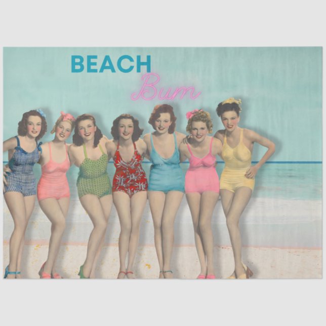 Papel De Seda Retro Beach Pin-Up Girls Decoupage - Beach Bum  (Frente )