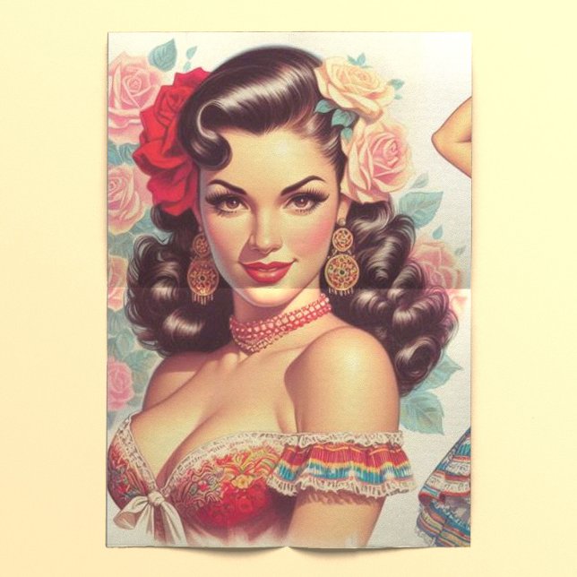 Papel De Seda Retro Beauty Mulher Mexicana (Criador carregado)