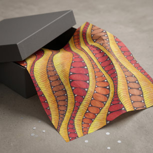 Papel De Seda Retro Boho Terracota Ondas Abstratas Orgânicas