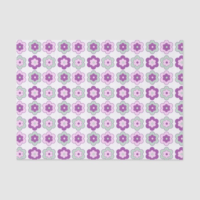 Papel De Seda Retro Bubble Flowers (purple and green) Pattern (Frente )
