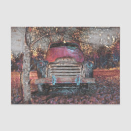 Papel De Seda Retro Caminhão Vintage Vermelho Laranja Amarelo Qu