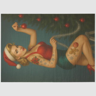 Papel De Seda Retro Christmas Ornament Pin-Up Decoupage