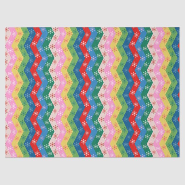 Papel De Seda Retro Colorful zigzag Snowflake Pattern (Frente )