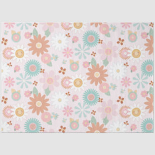 Papel De Seda Retro Floral 60s, 70s, Hippie Daisy Flower Decoupa