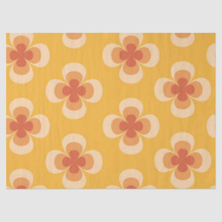 Papel De Seda Retro Geo Anos 70 Groovy Flores em Âmbar
