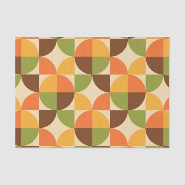 Papel De Seda Retro Geométrico Médio de Padrão (Frente )