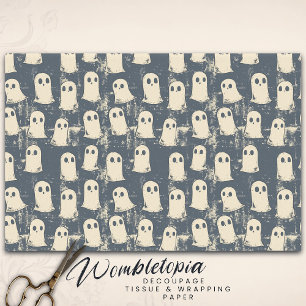 Papel De Seda Retro Grunge Ghosts Halloween Padrão
