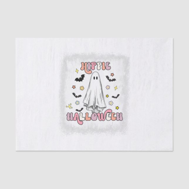Papel De Seda Retro Halloween Ghost Boo Spooky H Branqueado (Frente )