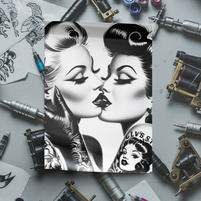 Papel De Seda Retro Kissing Pin-ups (Criador carregado)