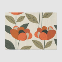 Retro Laranja Floral Botânico Ousado Anos 70 Vinta