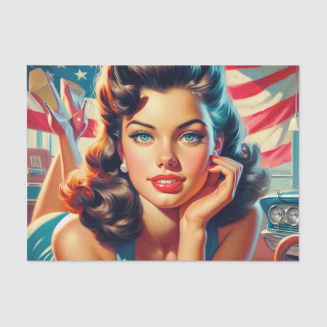 Papel De Seda Retro Linda American Girl (Frente )