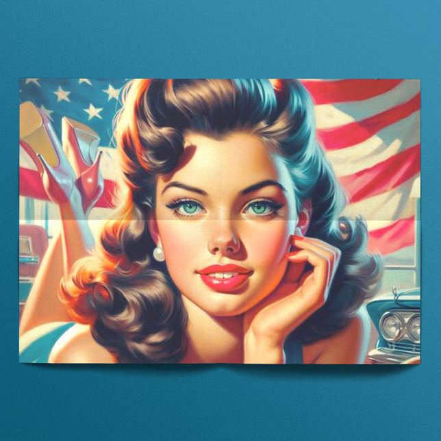 Papel De Seda Retro Linda American Girl (Criador carregado)