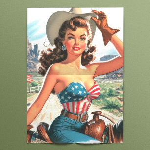 Papel De Seda Retro Linda Cowgirl Pin Up