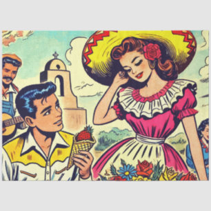 Papel De Seda Retro Love Casal Comic