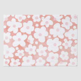 Papel De Seda Retro Moderno Bonito Daisy Pink Terracotta