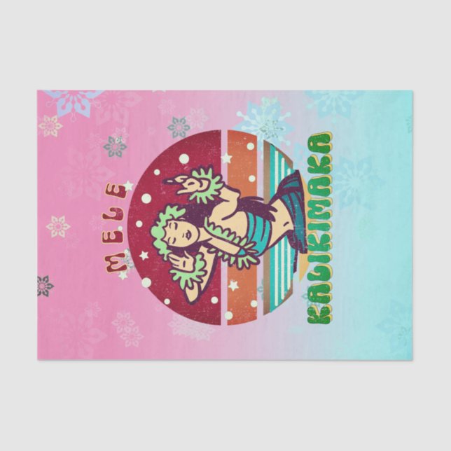 Papel De Seda Retro Natal, Dancer Mele Kalikimaka Hula (Frente )