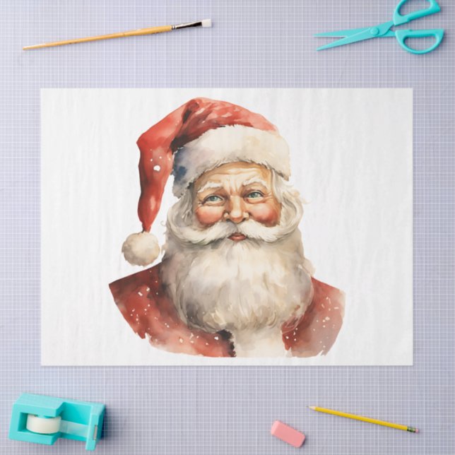 Papel De Seda Retro Natal Papai Noel (Arte )