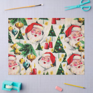 Papel De Seda Retro Natal Vintage Estilo Papai Noéis F2