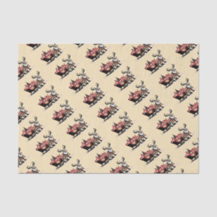 Papel De Seda Retro Papais noeis Sleigh Christmas