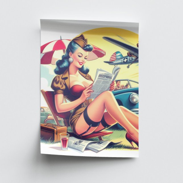 Papel De Seda Retro Pilot Pin-up (Criador carregado)