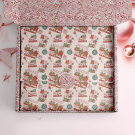 Papel De Seda Retro Pink and Green Holiday Joy