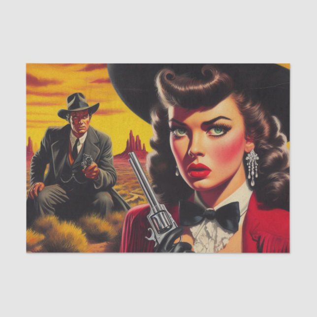 Papel De Seda Retro Pulp Western Girl (Frente )