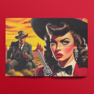 Papel De Seda Retro Pulp Western Girl