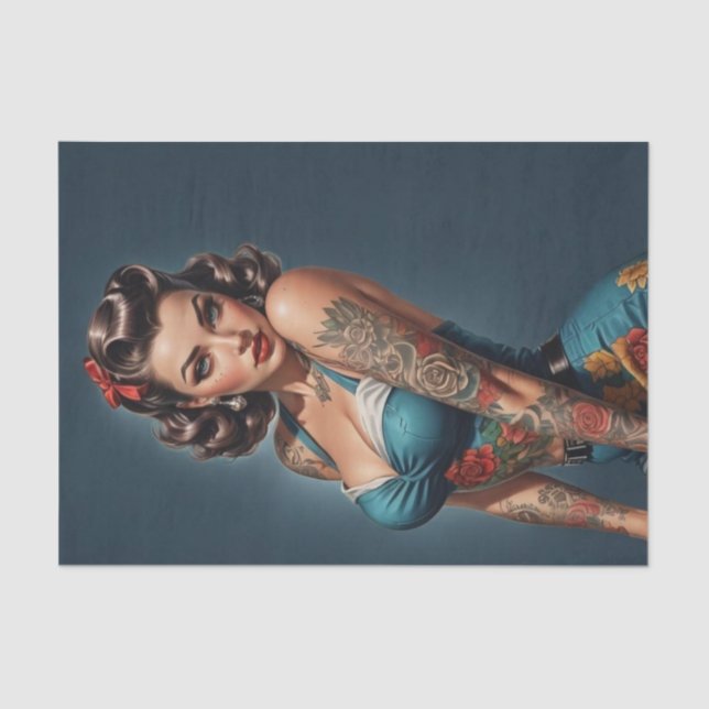Papel De Seda Retro Rockabilly Pinup Girl Decoupage (Frente )