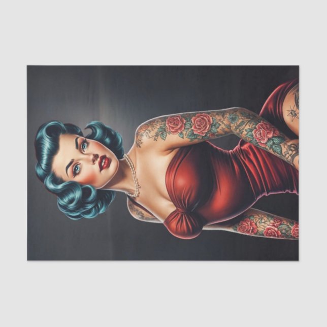 Papel De Seda Retro Rockabilly Pinup Woman Decoupage (Frente )