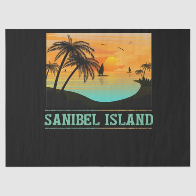Papel De Seda Retro Sanibel Island Florida Tropical Sunset Beach (Frente )
