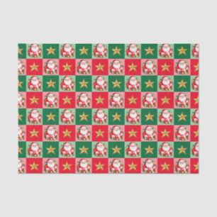 Papel De Seda Retro Santa Claus Tartan Xadrez Natal