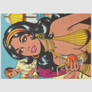 Papel De Seda Retro Summer Beach Girl Histórias em quadrinhos