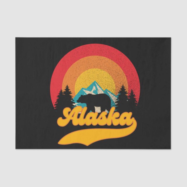 Papel De Seda Retro Sunset Alaska Juneau Bear Mounains Wildl (Frente )