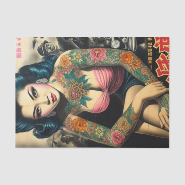 Papel De Seda Retro Tattoo Girl (Frente )