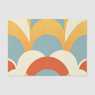 Papel De Seda Retro Teal Mustard Scallop Pattern