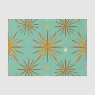 Papel De Seda Retro Teal Orange Starburst Pattern